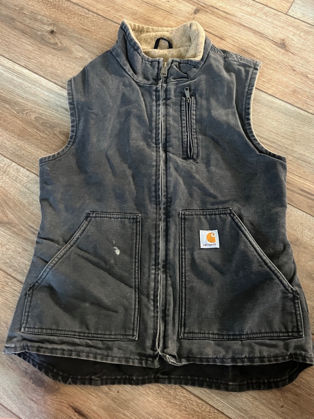 Carhartt Women’s XS' Black Work Vest with Tan Sherpa Collar
